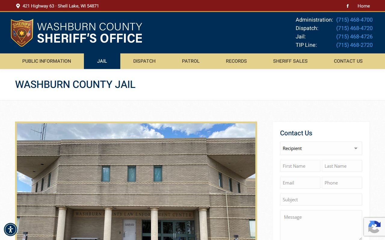Washburn County arrest records and county jail information