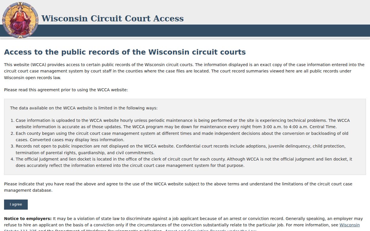 Washburn County criminal court records in Wisconsin WCCA