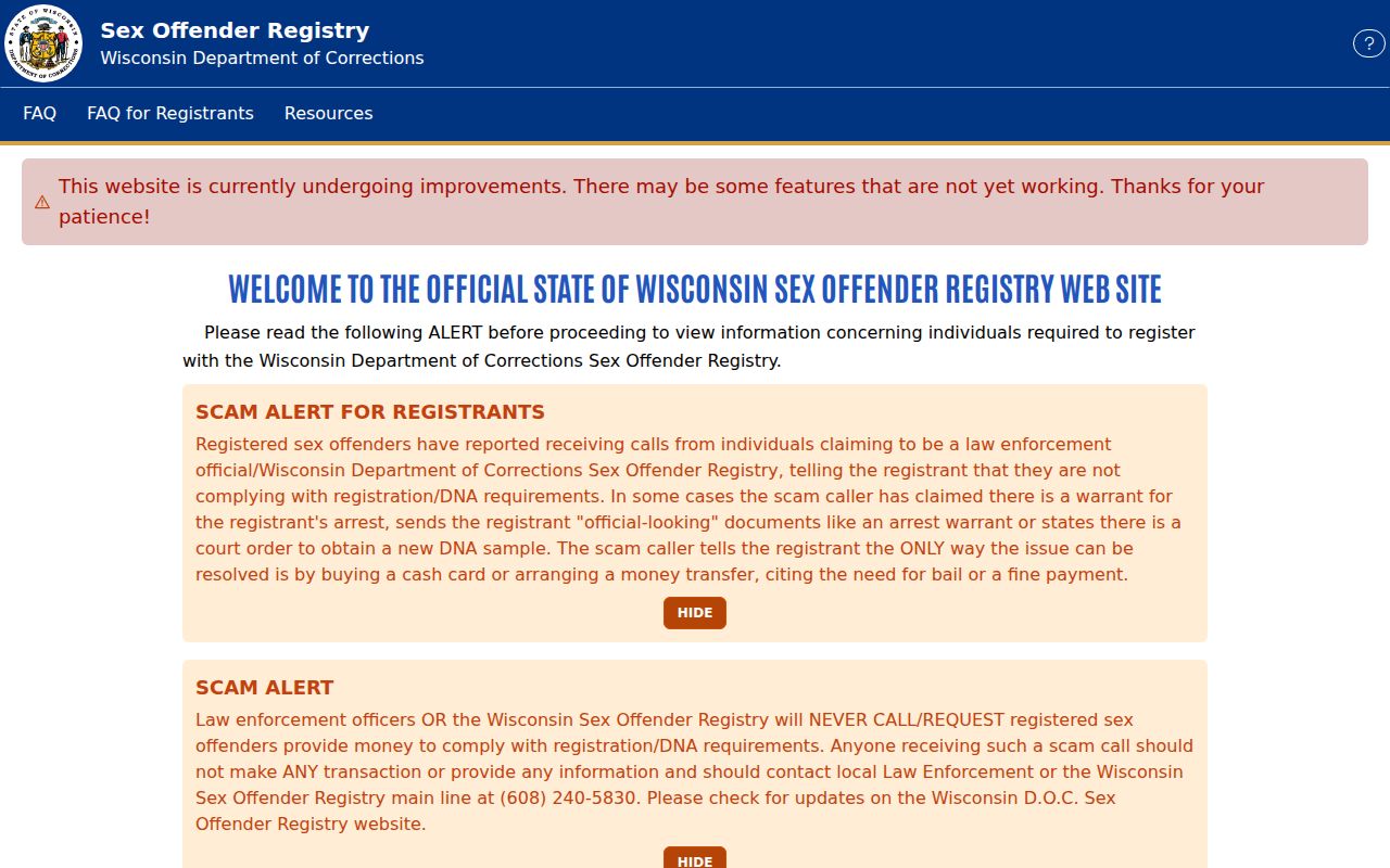 Washburn County sex offender registry WI Stay Safe landing page